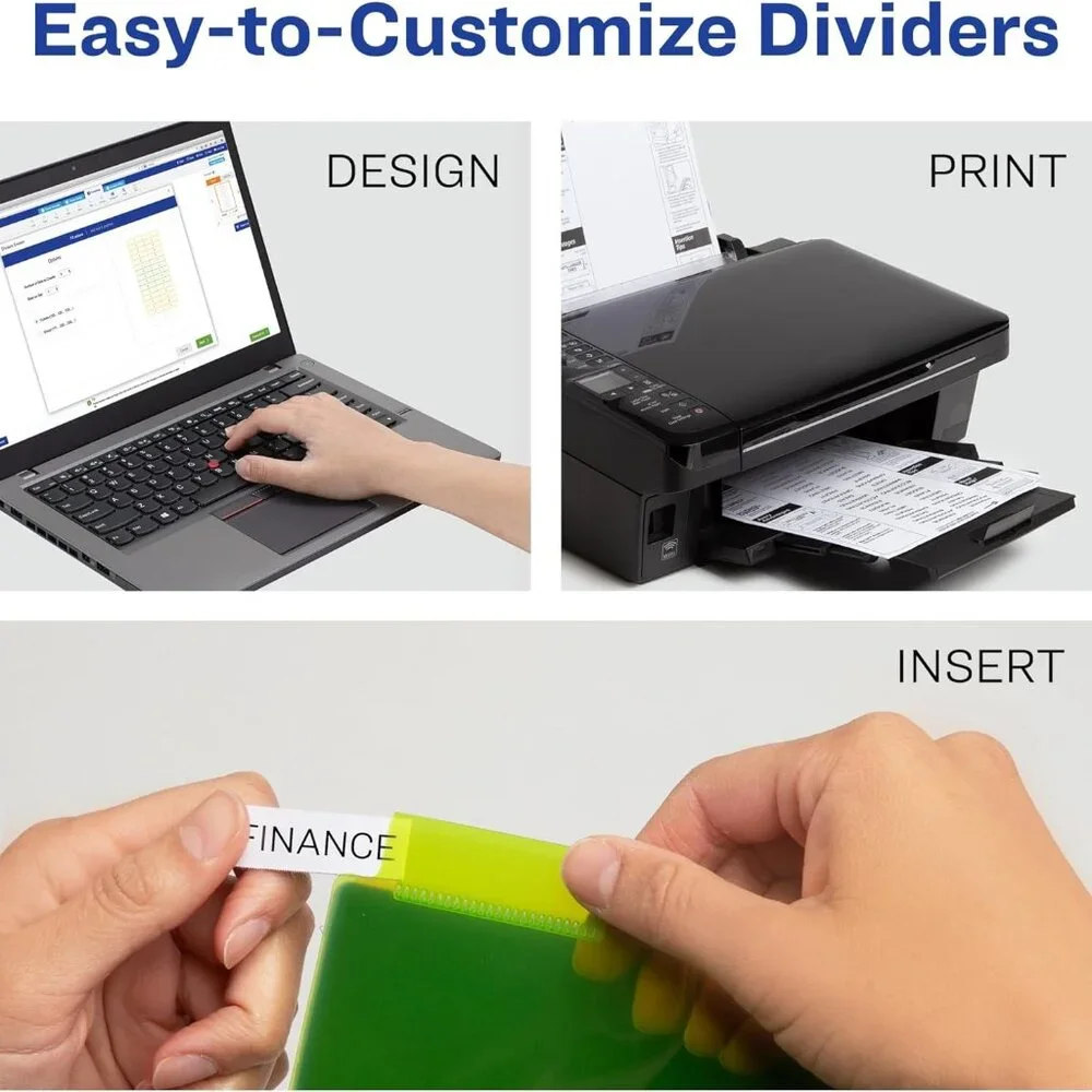NEW Avery Dividers for 3 Ring Binders 8-Tab Sets Two-Pocket Plastic Binder 11907